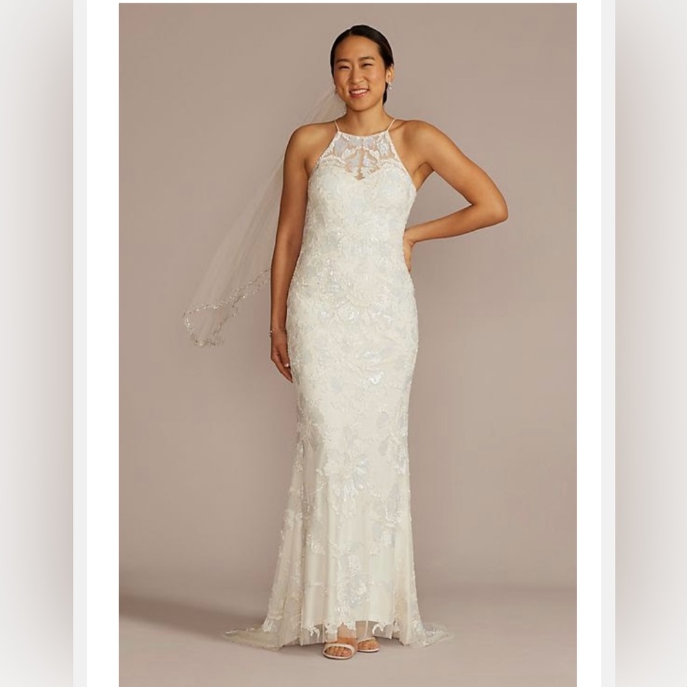 All over beaded sequence wedding dress (Size 4)